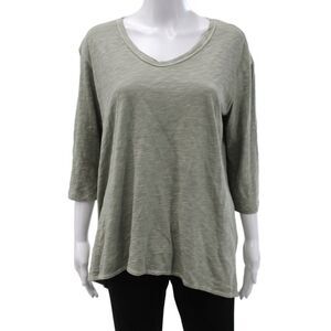 Wilt Women Tunic Green Scoop Neck 3/4 Sleeve Cotton Pullover Size M
